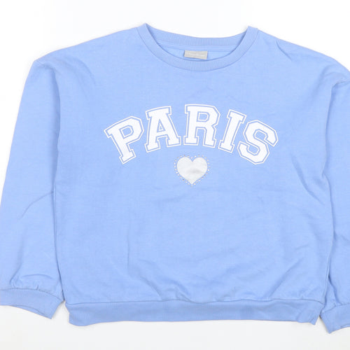 Girl2Girl Girls Blue Paris Sweatshirt 12 Years Pullover Crew Neck