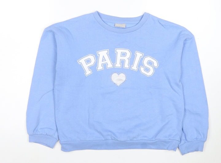 Girl2Girl Girls Blue Paris Sweatshirt 12 Years Pullover Crew Neck