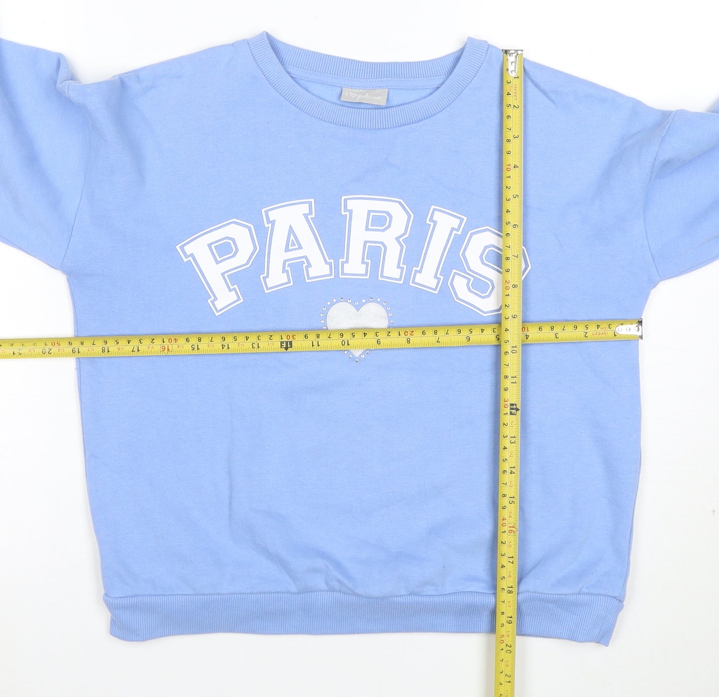 Girl2Girl Girls Blue Paris Sweatshirt 12 Years Pullover Crew Neck