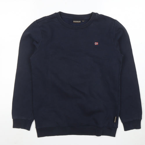 Napapijri Boys Navy Blue Crew Neck Long Sleeve Sweatshirt Size 14 Years