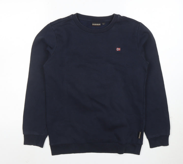 Napapijri Boys Navy Blue Crew Neck Long Sleeve Sweatshirt Size 14 Years