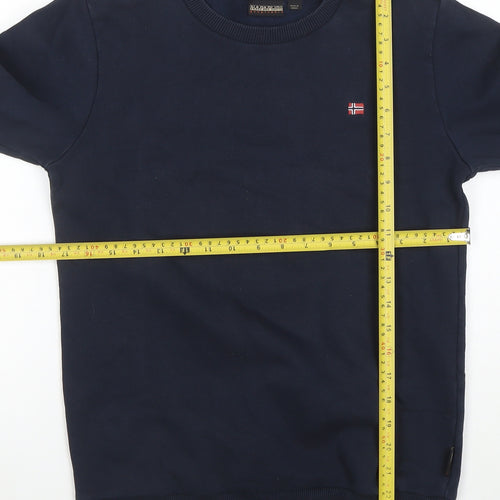 Napapijri Boys Navy Blue Crew Neck Long Sleeve Sweatshirt Size 14 Years
