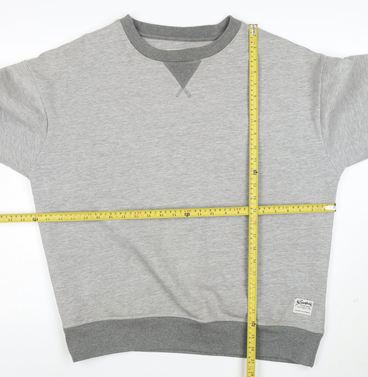 The Stronghold Men's Grey Crew Neck Sweatshirt L Cotton Blend Pullover