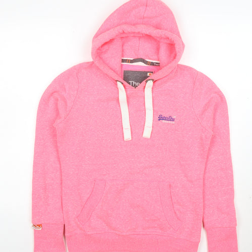 Superdry Women Pink Pullover Hoodie Small Orange Label Casual Style