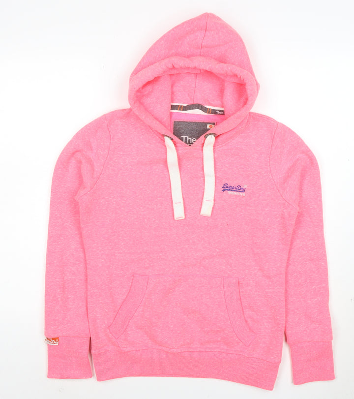 Superdry Women Pink Pullover Hoodie Small Orange Label Casual Style
