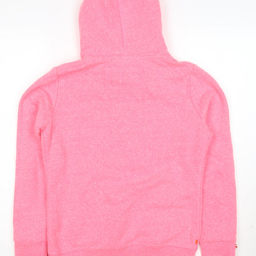 Superdry Women Pink Pullover Hoodie Small Orange Label Casual Style