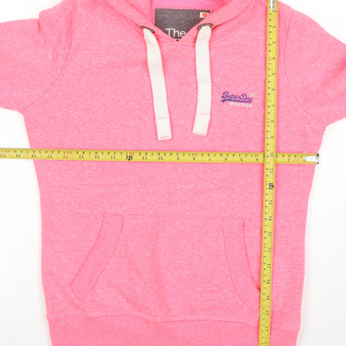 Superdry Women Pink Pullover Hoodie Small Orange Label Casual Style