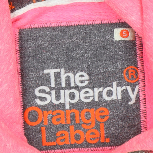 Superdry Women Pink Pullover Hoodie Small Orange Label Casual Style