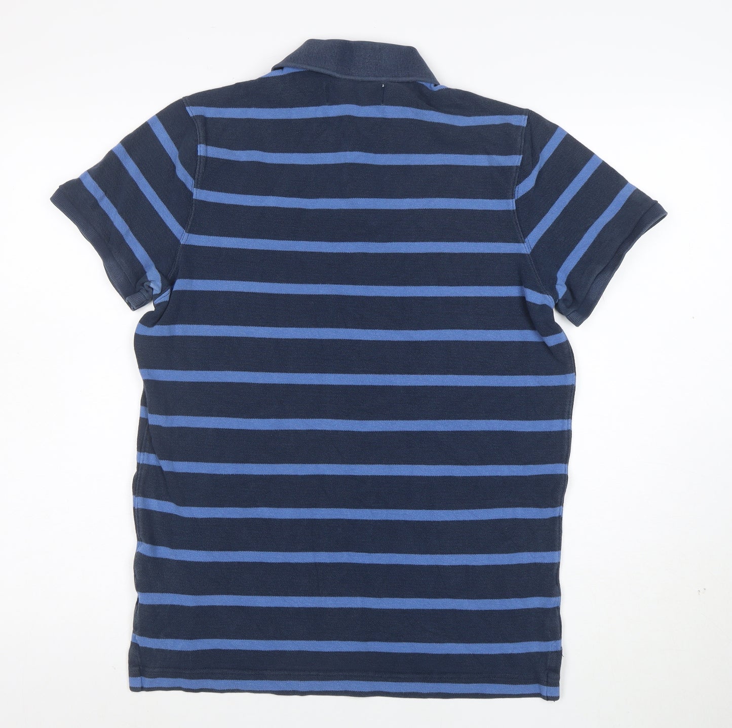 Abercrombie & Fitch Men's Blue Striped Cotton Polo Shirt Size L