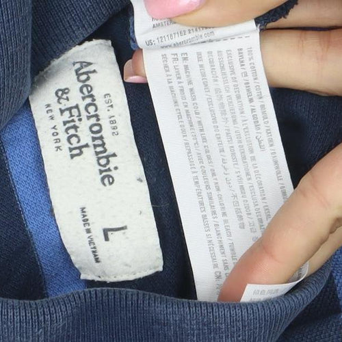Abercrombie & Fitch Men's Blue L Pullover Logo Sweatshirt