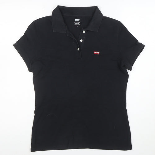 Levi's Women's Black Collared Short Sleeve Polo Shirt Size M