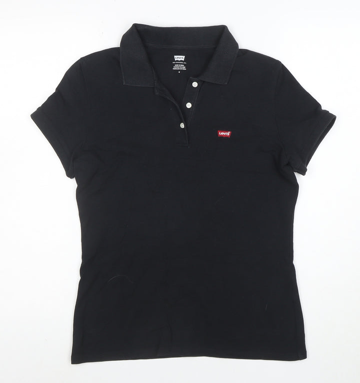 Levi's Women's Black Collared Short Sleeve Polo Shirt Size M
