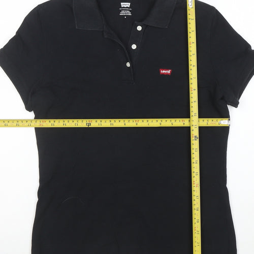 Levi's Women's Black Collared Short Sleeve Polo Shirt Size M