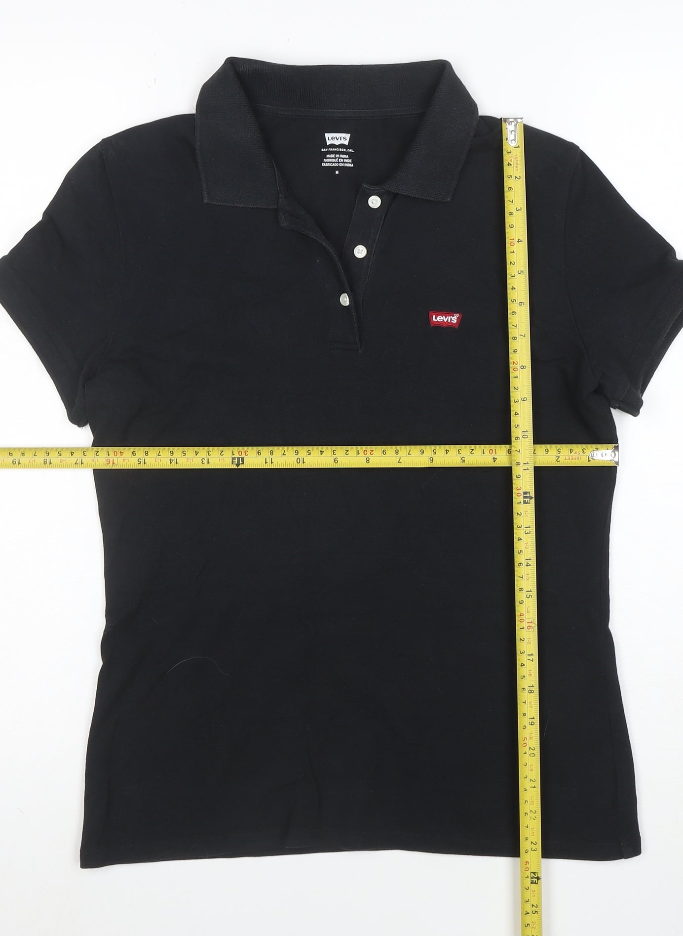 Levi's Women's Black Collared Short Sleeve Polo Shirt Size M