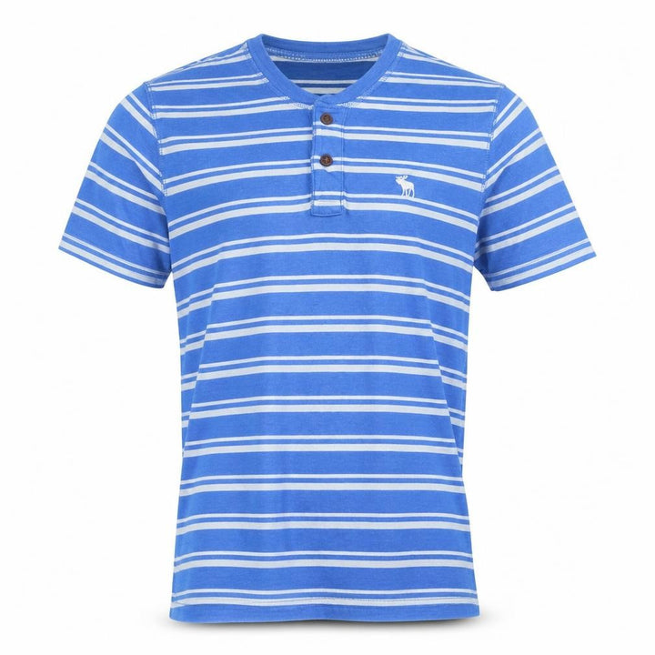 Abercrombie & Fitch Men's Blue Striped Henley T-Shirt Size L