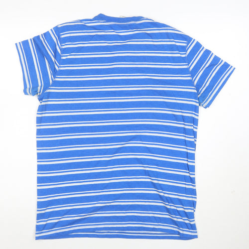 Abercrombie & Fitch Men's Blue Striped Henley T-Shirt Size L