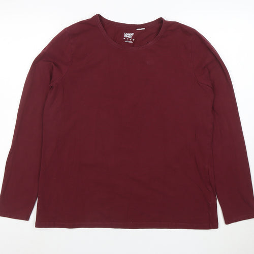 Lands' End Women's Red Long Sleeve Cotton Stretch T-Shirt L