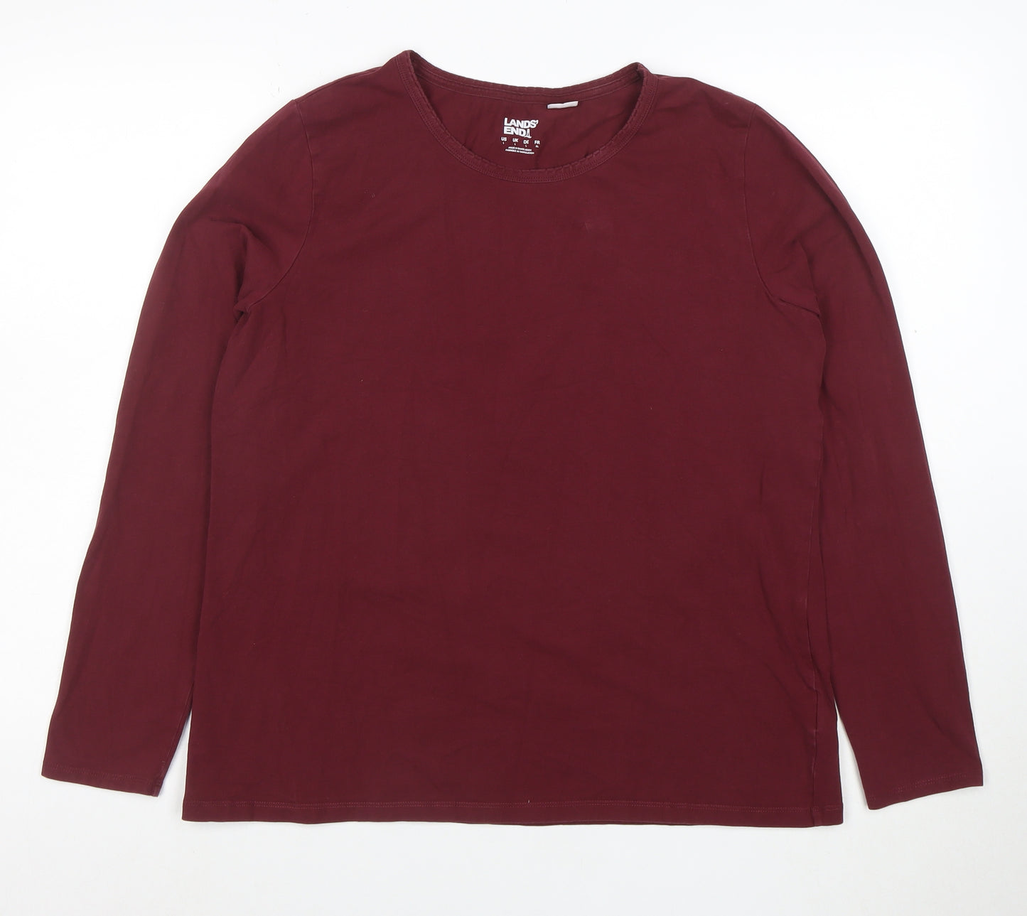 Lands' End Women's Red Long Sleeve Cotton Stretch T-Shirt L
