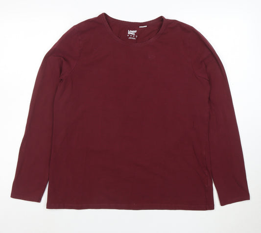 Lands' End Women's Red Long Sleeve Cotton Stretch T-Shirt L