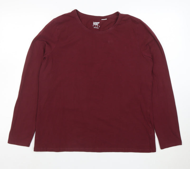Lands' End Women's Red Long Sleeve Cotton Stretch T-Shirt L