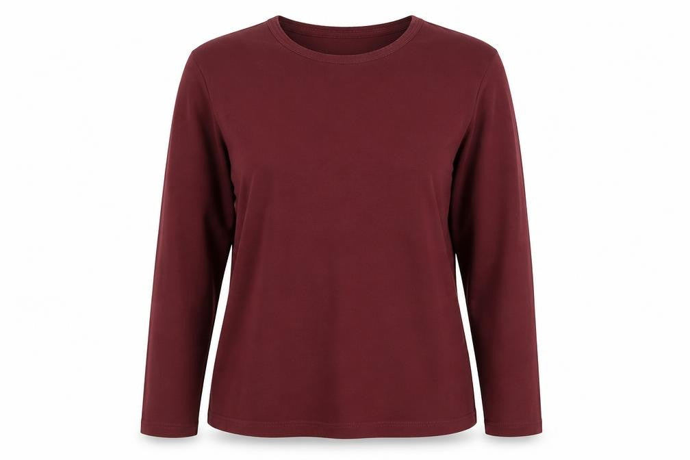 Lands' End Women's Red Long Sleeve Cotton Stretch T-Shirt L