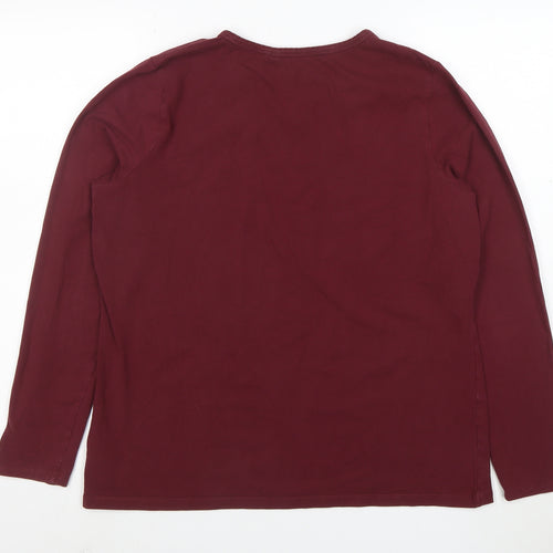 Lands' End Women's Red Long Sleeve Cotton Stretch T-Shirt L