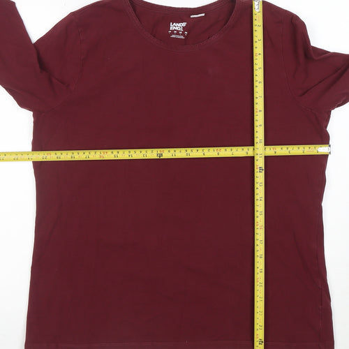 Lands' End Women's Red Long Sleeve Cotton Stretch T-Shirt L