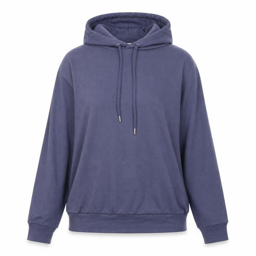 Oasis Womens Blue Ribbed Hooded Pullover Sweatshirt Size M