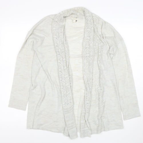 Monsoon Women’s Ivory Open-Knit Cardigan M Lightweight Cotton Blend