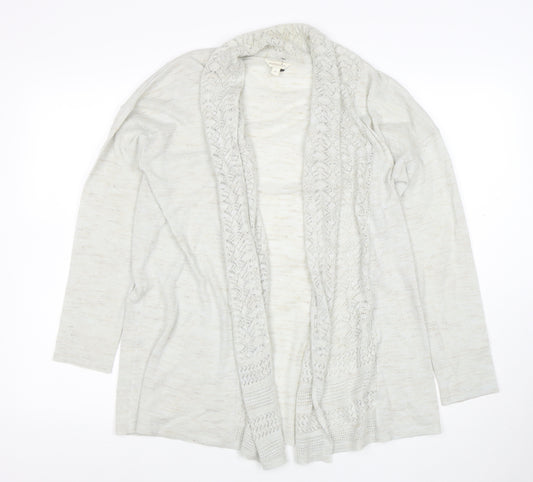 Monsoon Women’s Ivory Open-Knit Cardigan M Lightweight Cotton Blend