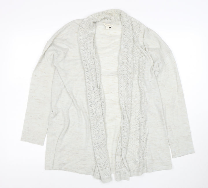 Monsoon Women’s Ivory Open-Knit Cardigan M Lightweight Cotton Blend