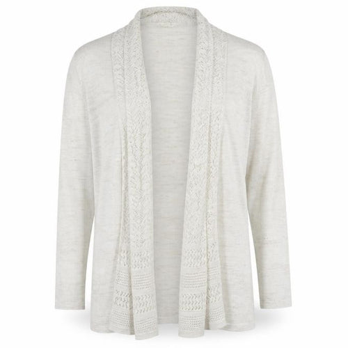 Monsoon Women’s Ivory Open-Knit Cardigan M Lightweight Cotton Blend