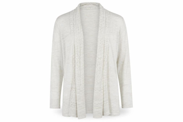 Monsoon Women’s Ivory Open-Knit Cardigan M Lightweight Cotton Blend