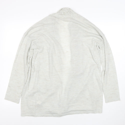 Monsoon Women’s Ivory Open-Knit Cardigan M Lightweight Cotton Blend