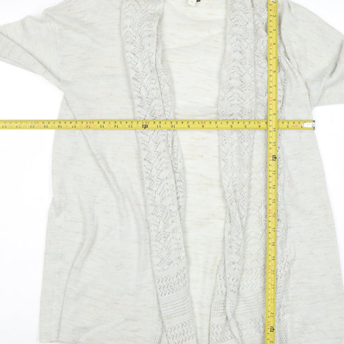 Monsoon Women’s Ivory Open-Knit Cardigan M Lightweight Cotton Blend