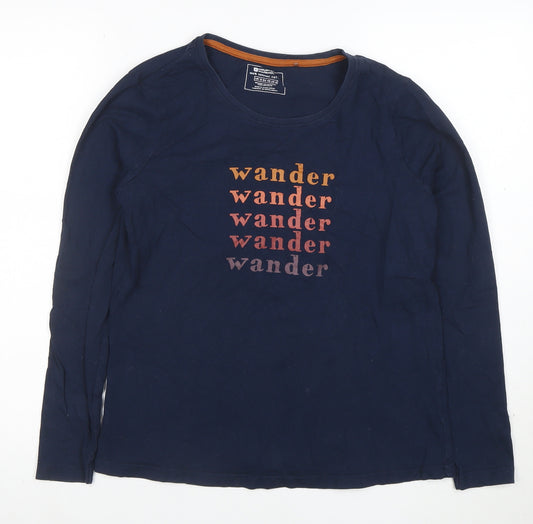 Mountain Warehouse Womens Blue Long Sleeve Cotton T-Shirt Size 12