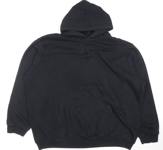boohooMAN Mens Black Pullover Hoodie 3XL Fleece Regular Fit
