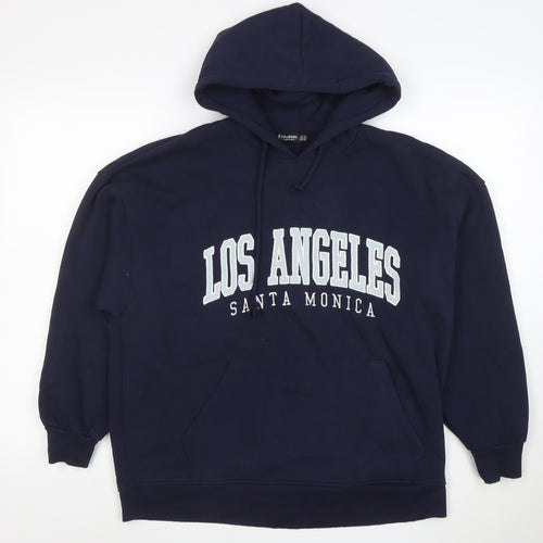 Stradivarius Womens Navy Blue Los Angeles Pullover Hoodie Size M