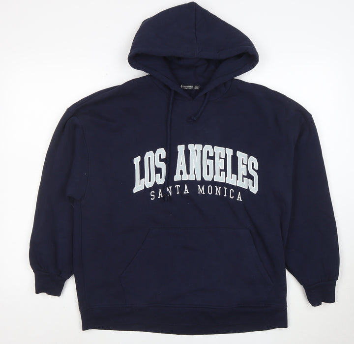 Stradivarius Womens Navy Blue Los Angeles Pullover Hoodie Size M