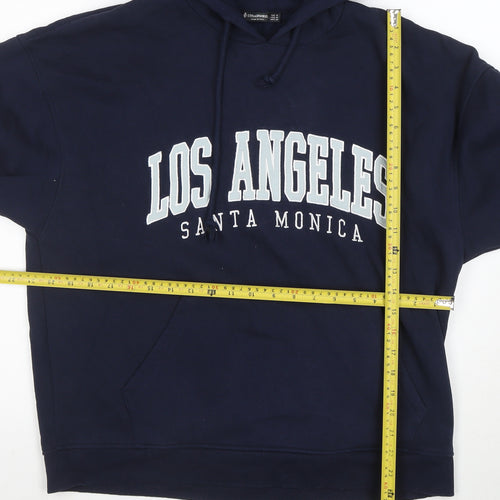 Stradivarius Womens Navy Blue Los Angeles Pullover Hoodie Size M