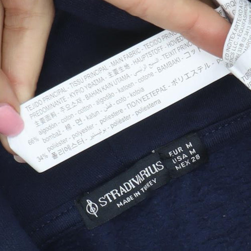 Stradivarius Womens Navy Blue Los Angeles Pullover Hoodie Size M
