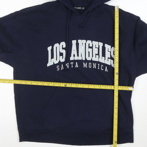 Stradivarius Womens Navy Blue Los Angeles Pullover Hoodie Size M