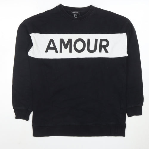 New Look Womens Black Sweatshirt Size S Amour Graphic Pullover