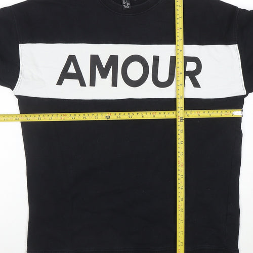New Look Womens Black Sweatshirt Size S Amour Graphic Pullover