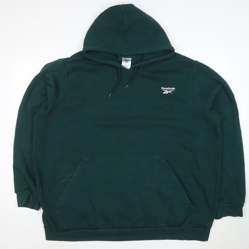 Reebok Unisex Green 2XL Pullover Hoodie Sweatshirt Cotton Blend