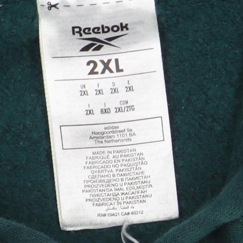 Reebok Unisex Green 2XL Pullover Hoodie Sweatshirt Cotton Blend