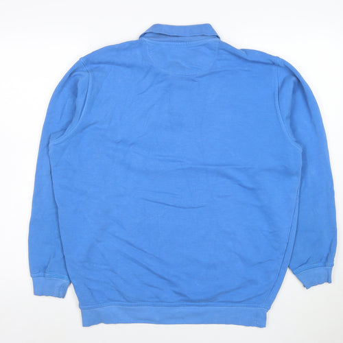 EWM Men’s Blue Collared Henley Sweatshirt Size M Cotton Blend