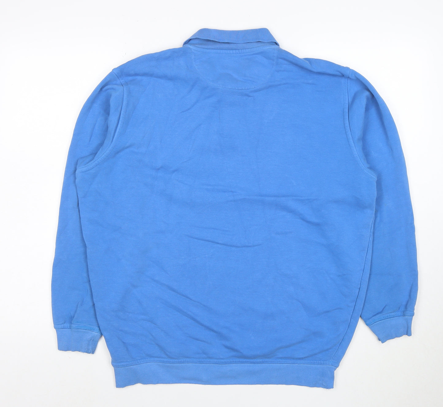 EWM Men’s Blue Collared Henley Sweatshirt Size M Cotton Blend