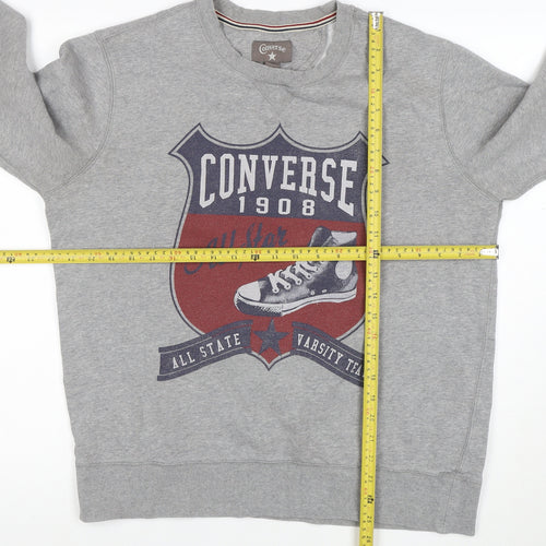 Converse Men's Grey Graphic Crew Neck Sweatshirt Size L