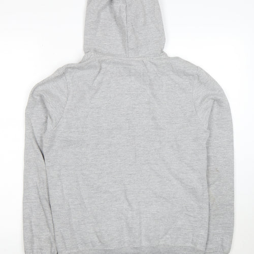 Pull&Bear Men Grey S Pullover Hoodie 1991 Graphic Logo Cotton Blend